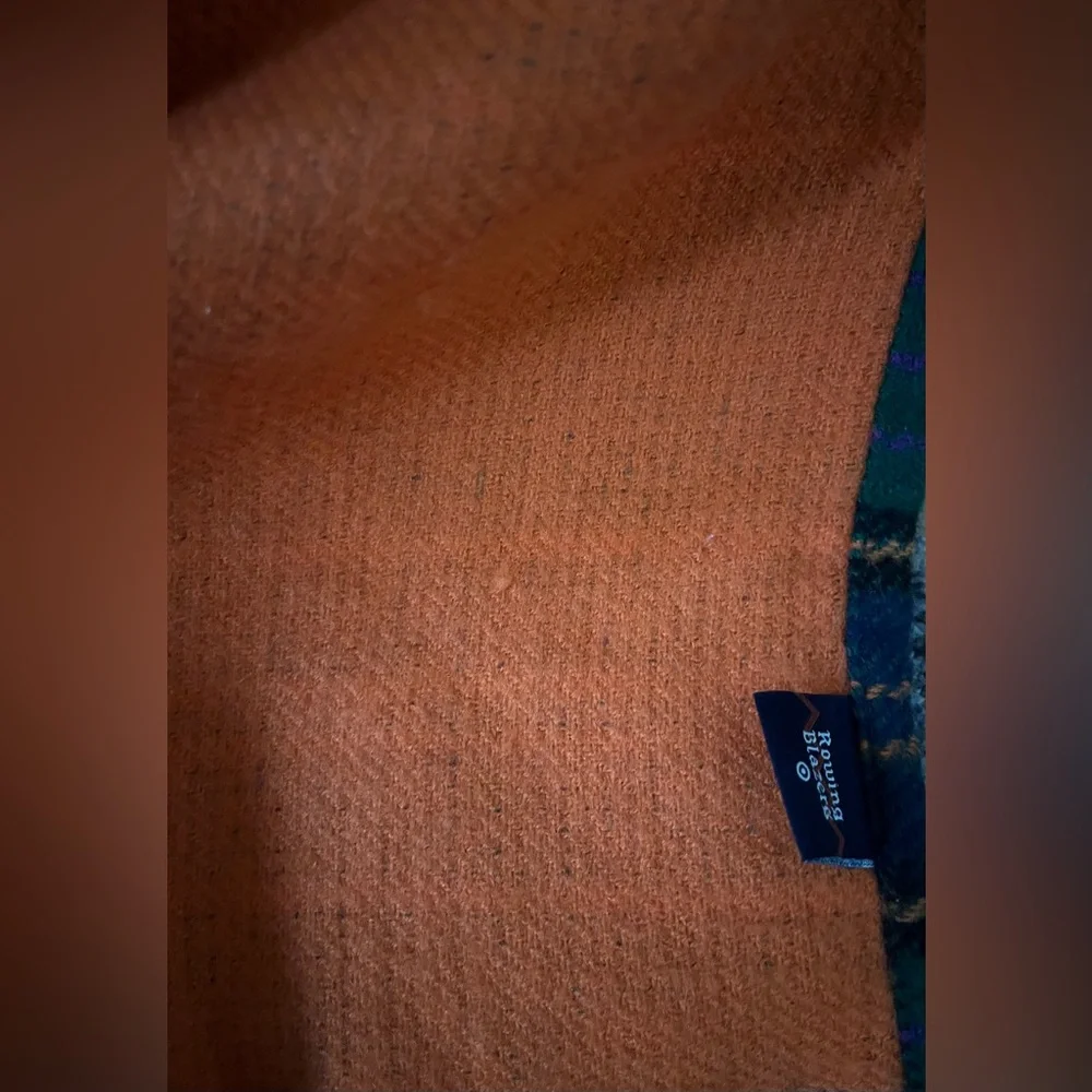 Rowing Blazers Preppy Plaid Throw Blanket Fleece Orange Green Blue 50 x 60”